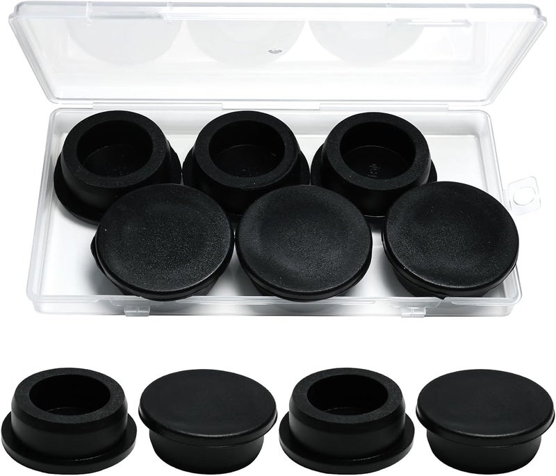BOPOREAE 6 Pcs 33.8 mm/1-5/16 in Silicone Rubber Plug for 33.8-34.8mm Small Round Holes, Waterproof T Type Rubber Stoppers, Soft Flexible Bottle Seal Plugs Tube Pipe End Caps Inserts Bathtub Jet Cover, Black - Image 1